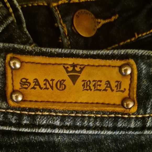 Lands' End Dark Blue Boot Cut Jeans with Studded Detail - Picture 10 of 11